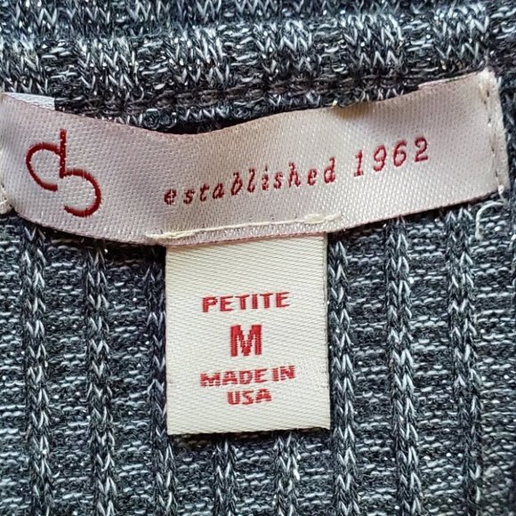 Dressbarn Gray Silver Metallic Threading Embellished Neck Knit Top Size MP - Picture 6 of 8